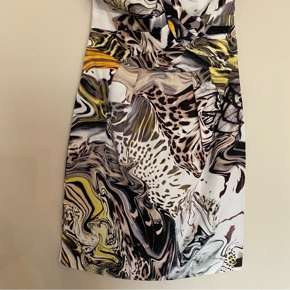 leifsdottir Strapless Sculpted Bodice Dress in White, Black, Yellow, Brown - Picture 6 of 14